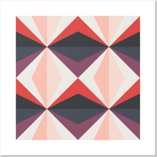 Retro Geometric Diamond Pattern Posters and Art